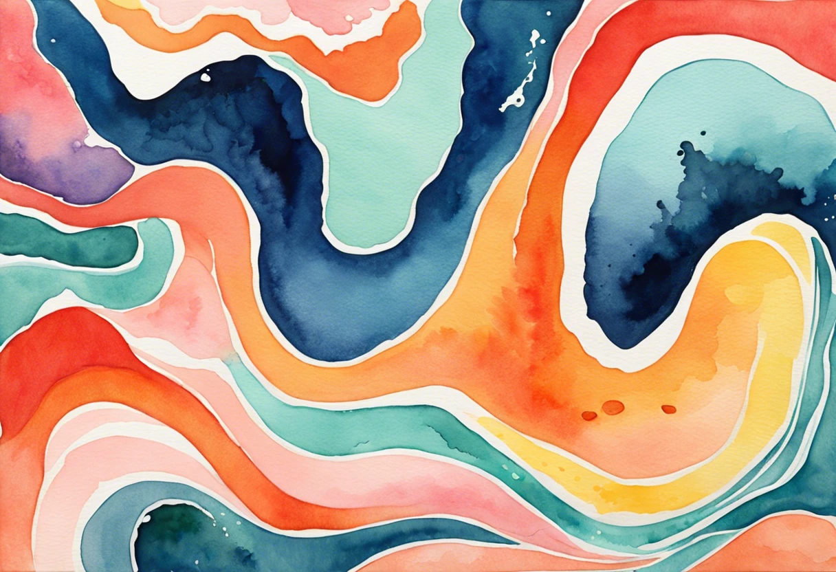 Abstract watercolor painting showcasing vibrant colors applied to canvas.
