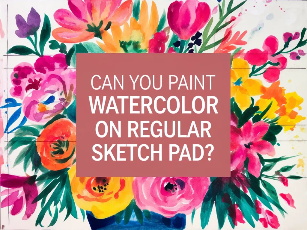 Colorful watercolor flowers on a sketch pad, illustrating the question of using watercolor on regular sketch paper.