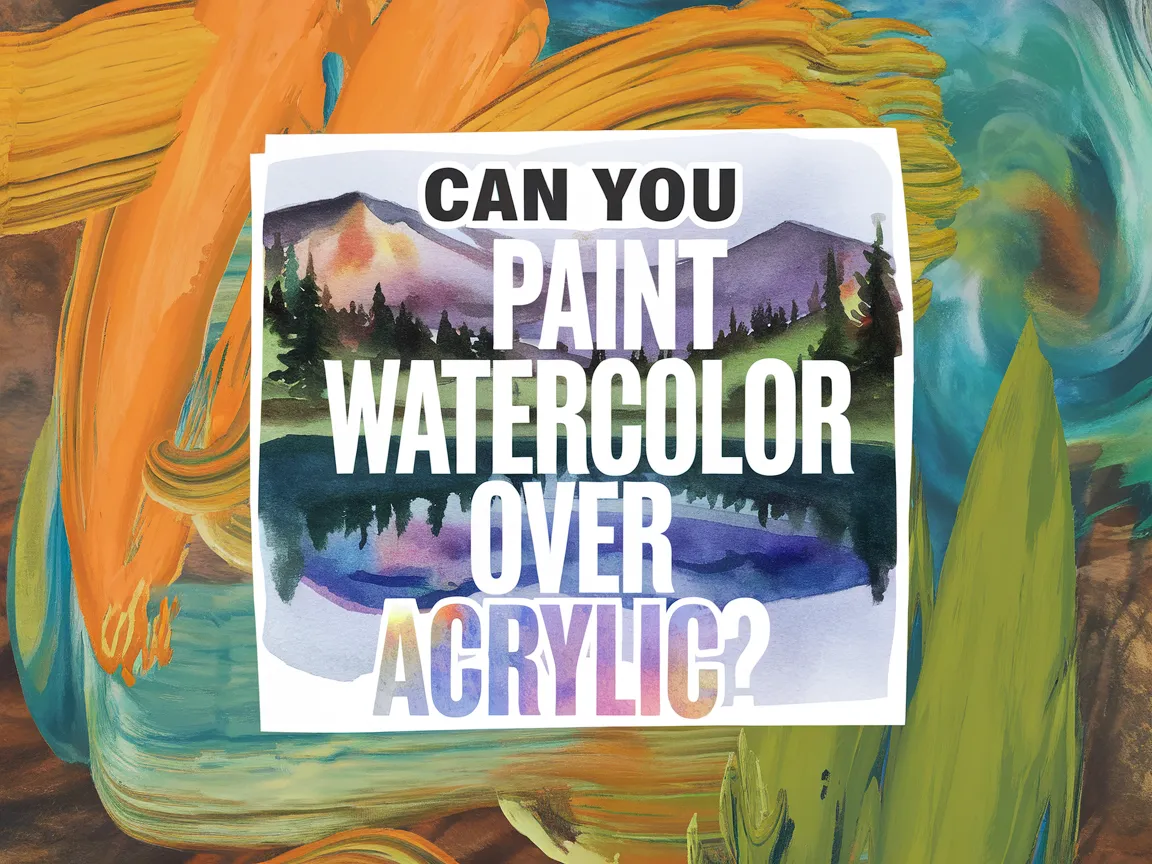 An artistic representation demonstrating the concept of painting watercolor over acrylic.