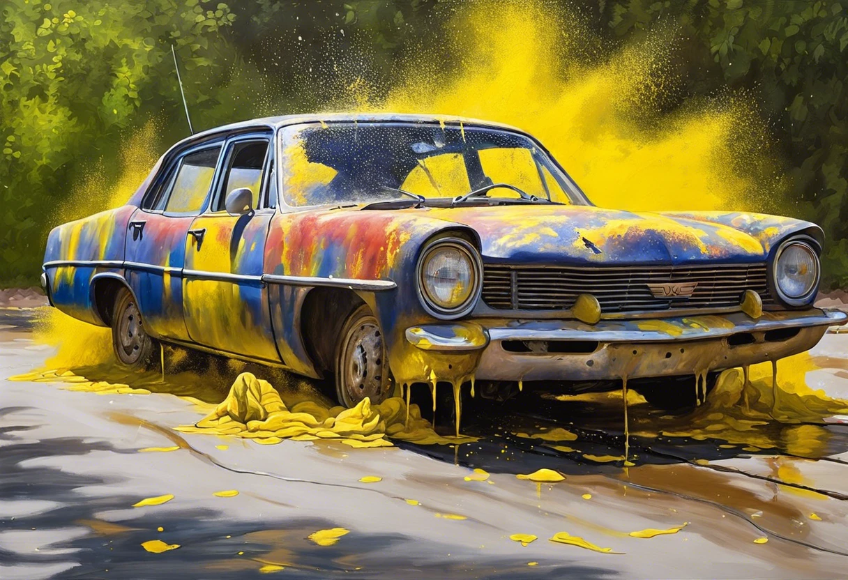 A car affected by paint damage, highlighting the risks of using WD-40 on vehicles.