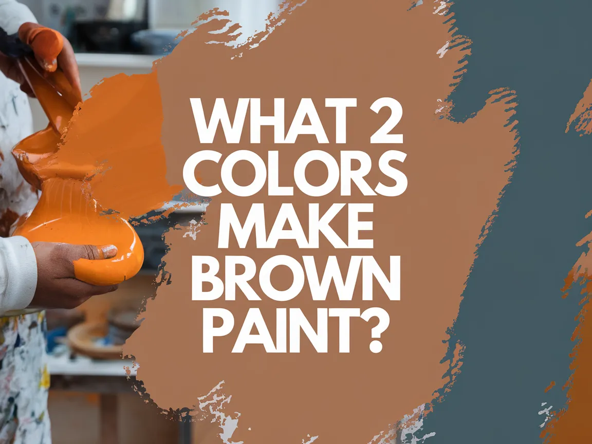 An artist mixing orange paint to create brown paint