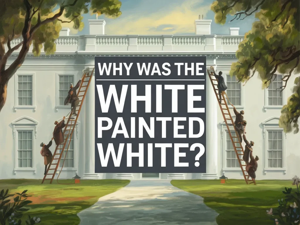 Historical painting of workers painting the White House white, explaining why the White House is painted white.