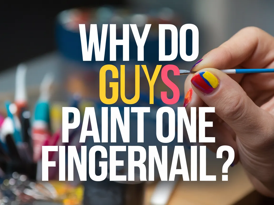 A close-up of a guy painting one fingernail in vibrant colors, exploring the trend of nail art among men.